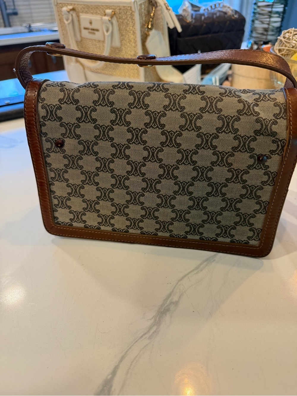 Celine Brown and Beige Patterned Canvas Messenger Bag - Picture 2 of 9